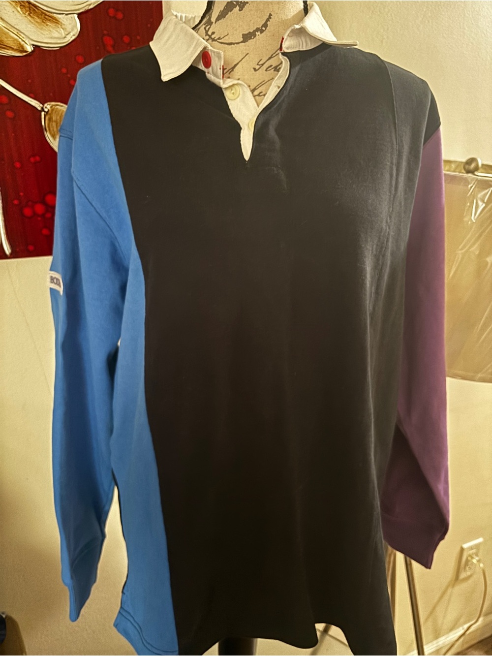 Colorblock Rugby Shirt - Black, Blue & Purple